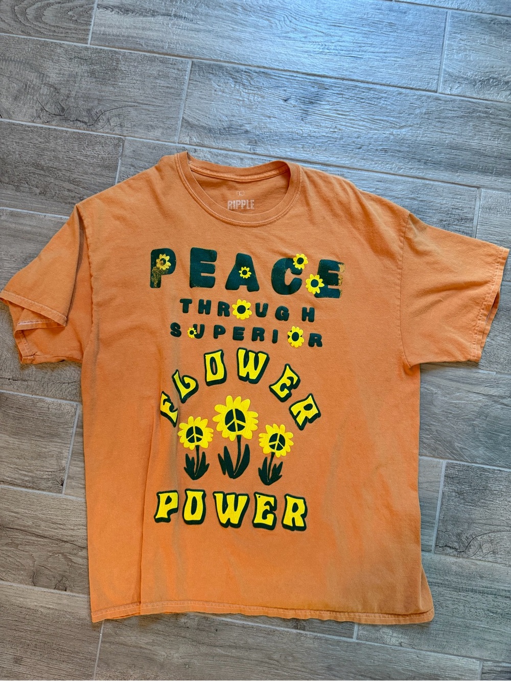 Urban Outfitters Orange 'Peace Flower Power' Graphic Tee